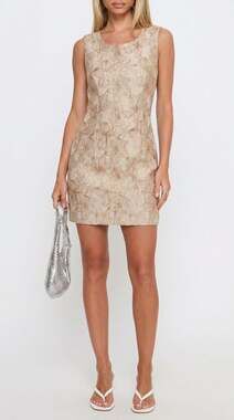 Glamour Nights Women's Sleeveless Floral Jacquard Mini Shift Dress Size 16